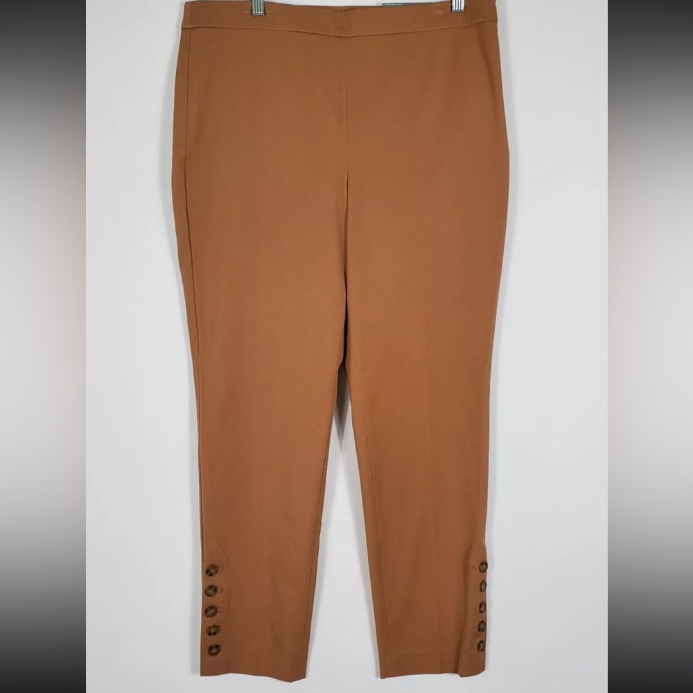 Talbots Pants Womens 4P Brown Chatham Ankle Slim Leg High Rise Stretch Side Zip